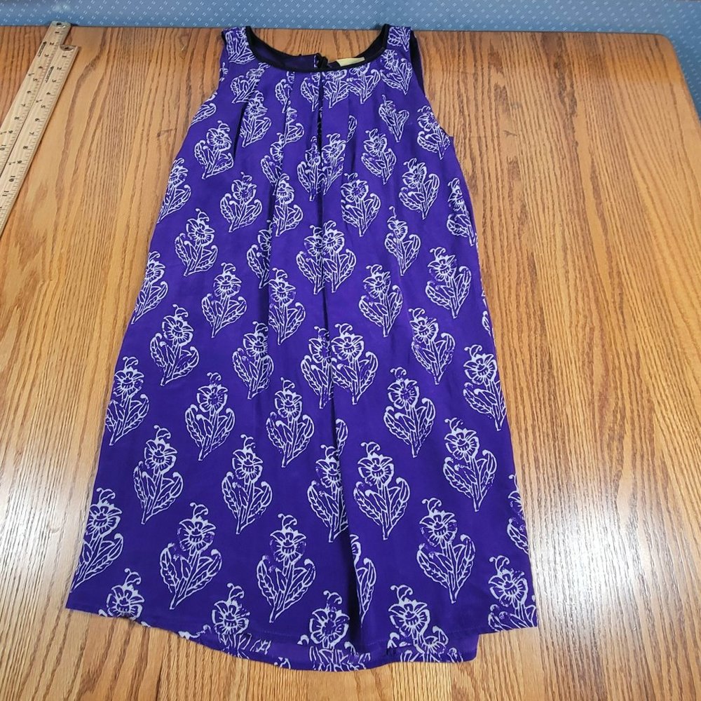 Maeve Anthropologie Womens Dress Small Purple White Floral Silk A Line